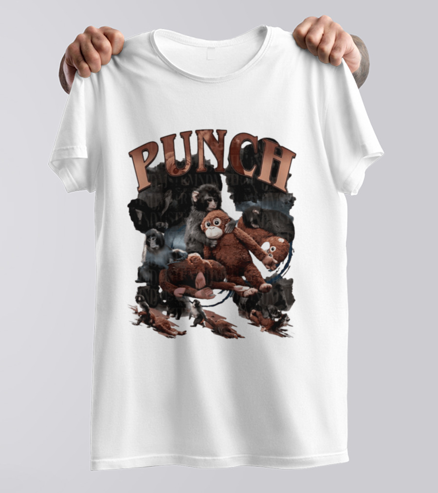 Punch The Monkey Picture Collage Monkeys Plush Toys T-Shirt