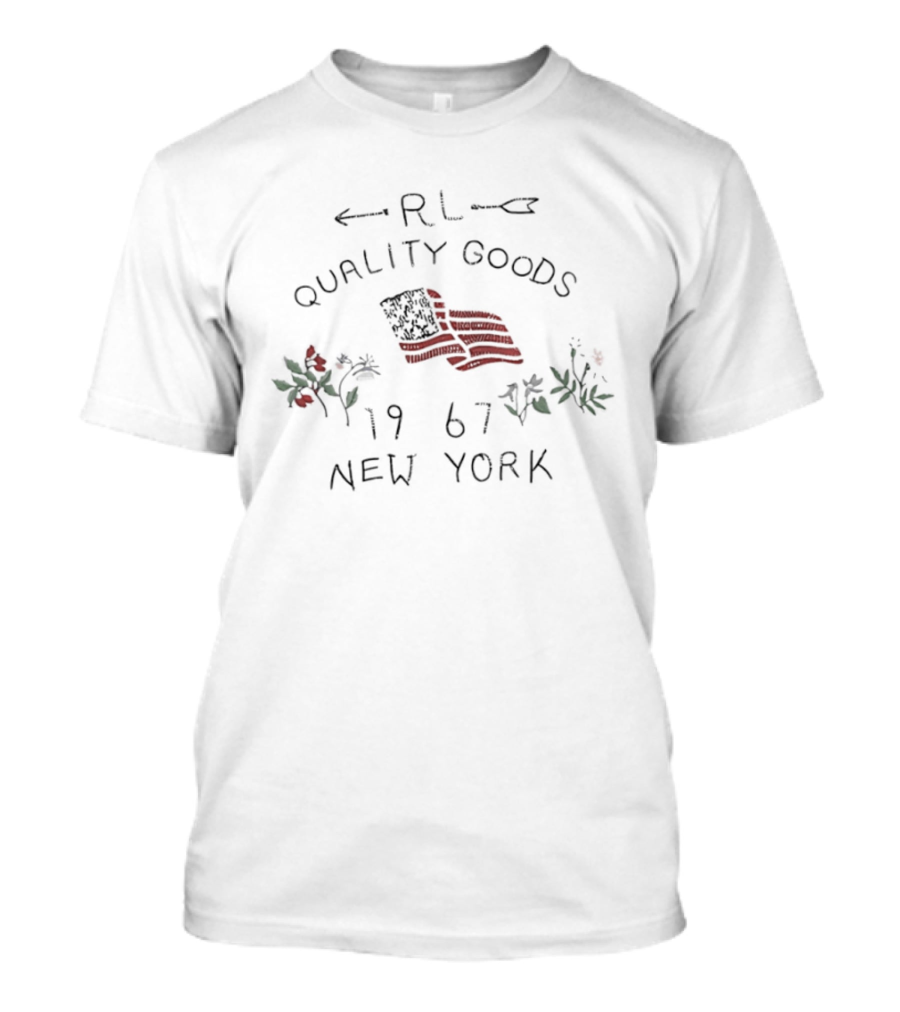 RL Quality Goods 1967 New York American Flag And Floral T-Shirt