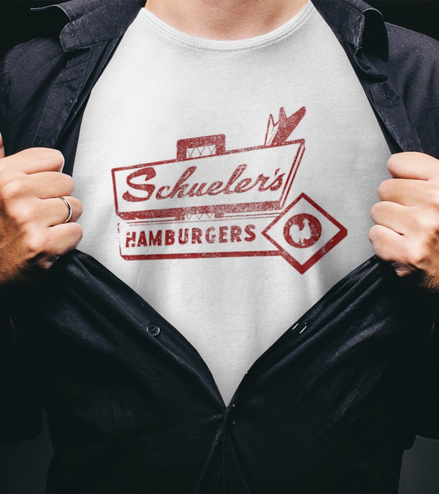 Schuler's Hamburgers Cursive Retro Diner Red T-Shirt