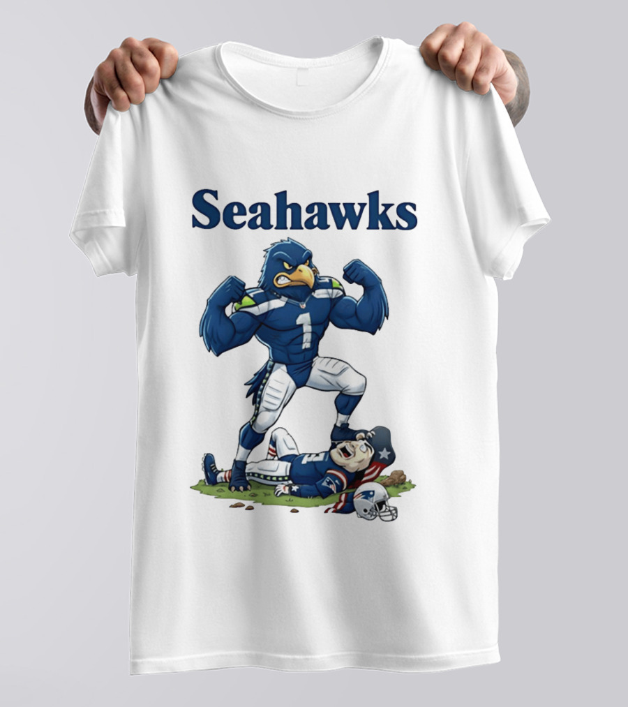 Seahawks Vs Patriots Rivalry Cartoon Victory T-Shirt