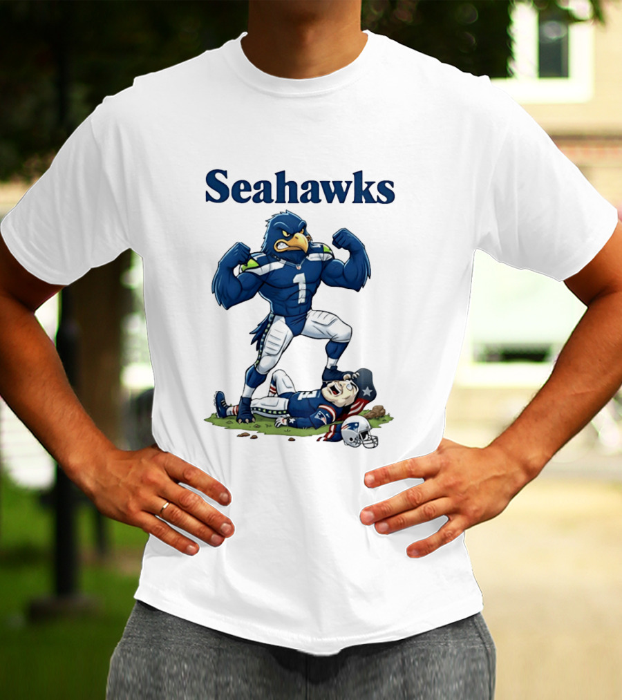 Seahawks Vs Patriots Rivalry Cartoon Victory T-Shirt