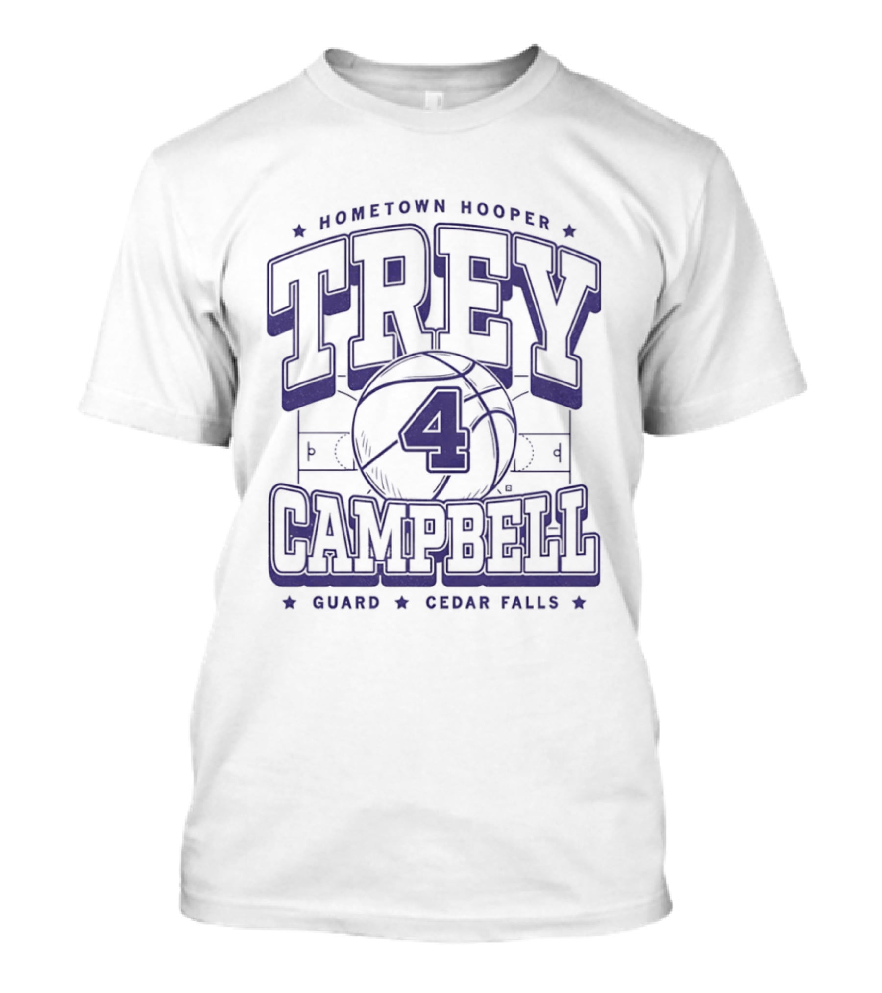 Trey Campbell Hometown Hooper Basketball Guard Cedar Falls T-Shirt