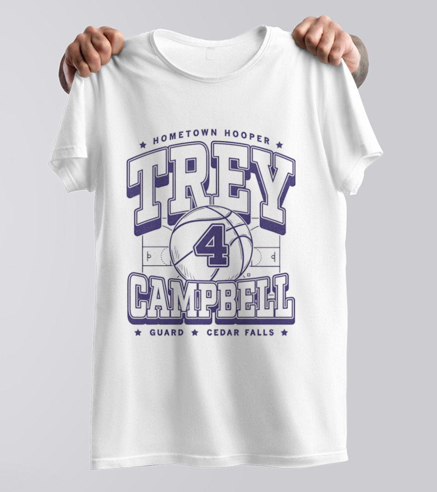 Trey Campbell Hometown Hooper Basketball Guard Cedar Falls T-Shirt