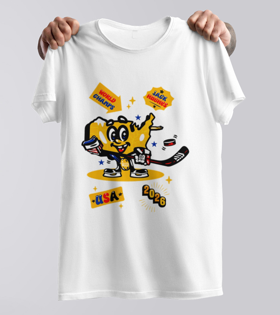 USA Hero Jack Hughes 2026 World Champs Hockey T-Shirt
