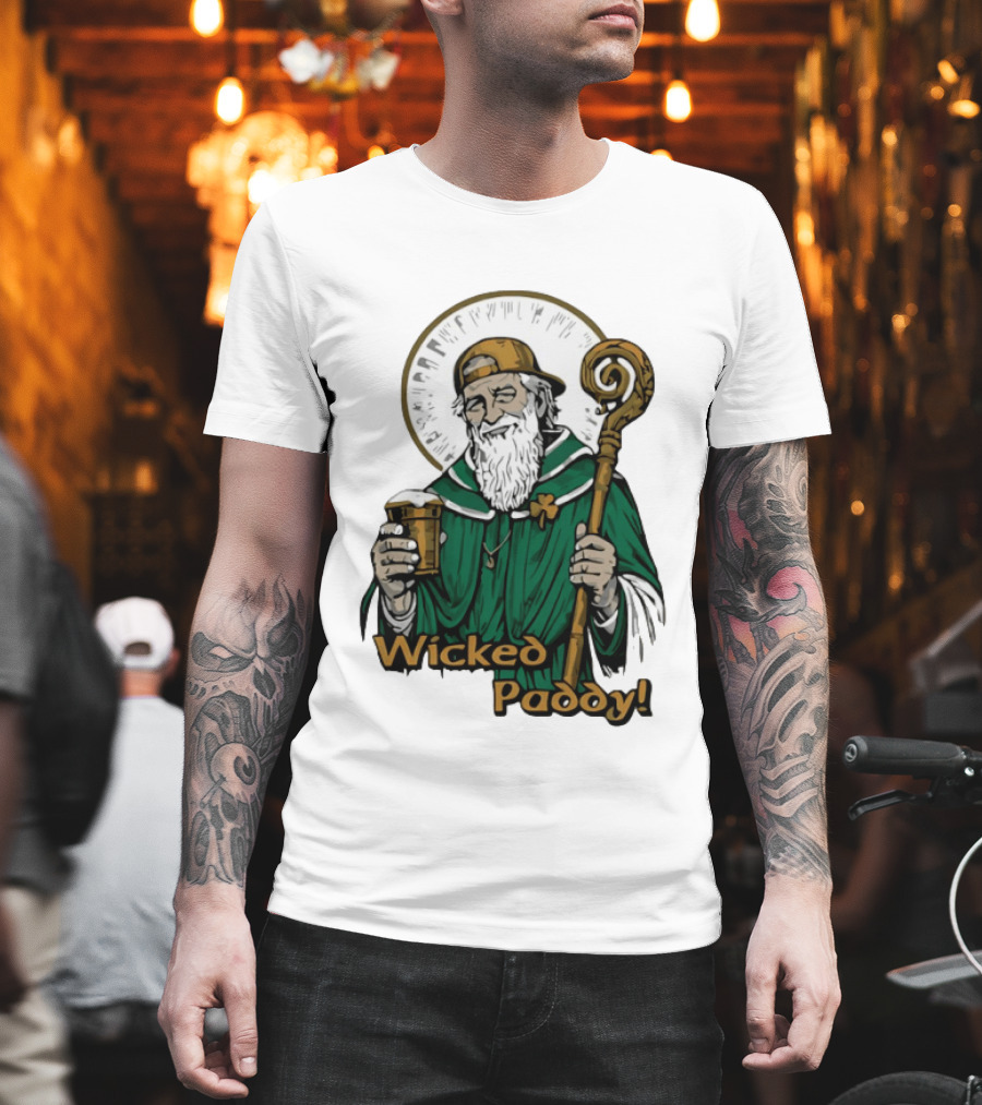 Wicked Paddy Saint Patrick Drinking Beer Iconic Irish T-Shirt
