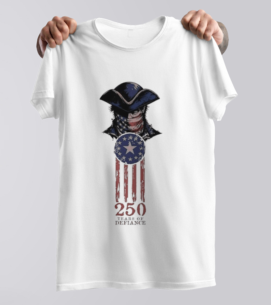 America 250 Years Of Defiance 1776 Patriot Hat And Stars T-Shirt