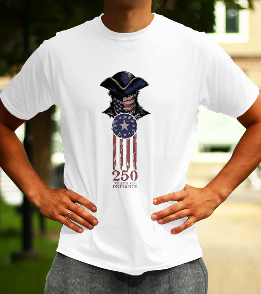 America 250 Years Of Defiance 1776 Patriot Hat And Stars T-Shirt