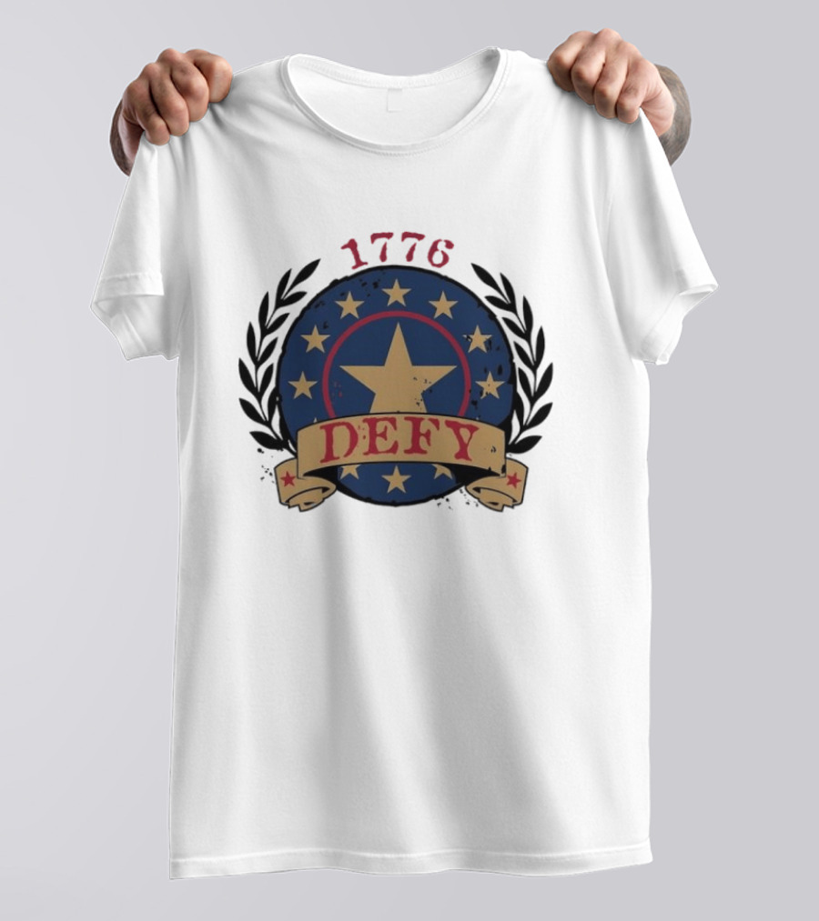 Defy 1776 Vintage Star Emblem With Laurel Wreath Anniversary 250th T-Shirt