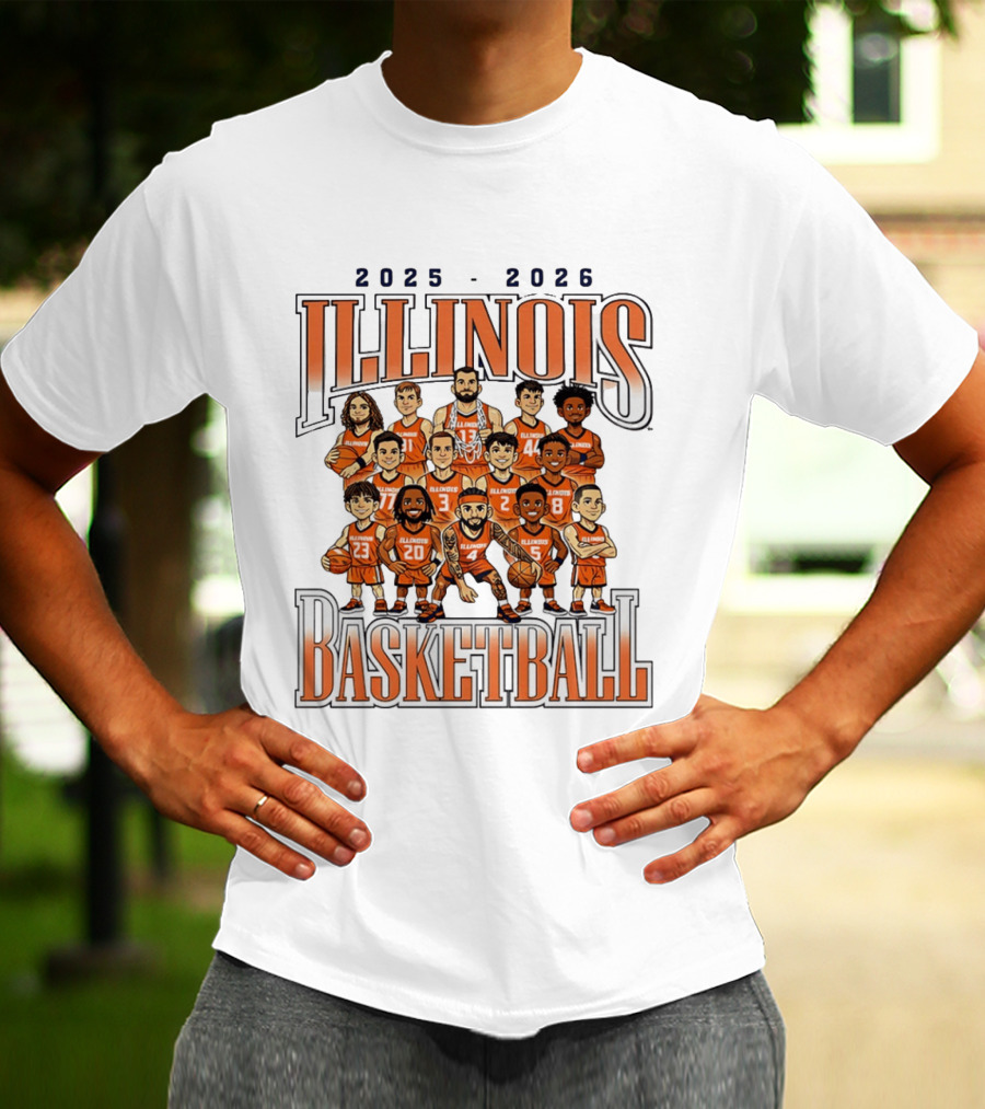 2025 2026 Illinois Basketball Team Caricature T-Shirt