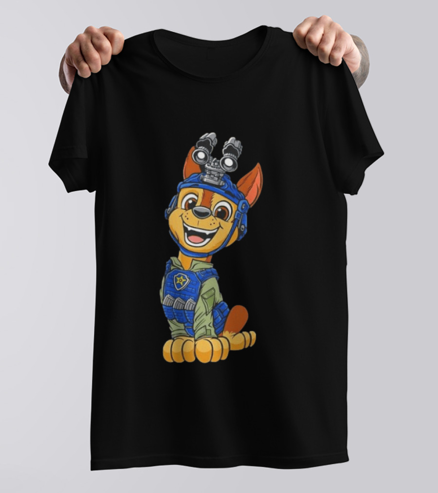 Chase Paw Patrol Police Dog Cartoon Character In Tactical Outfit T-Shirt