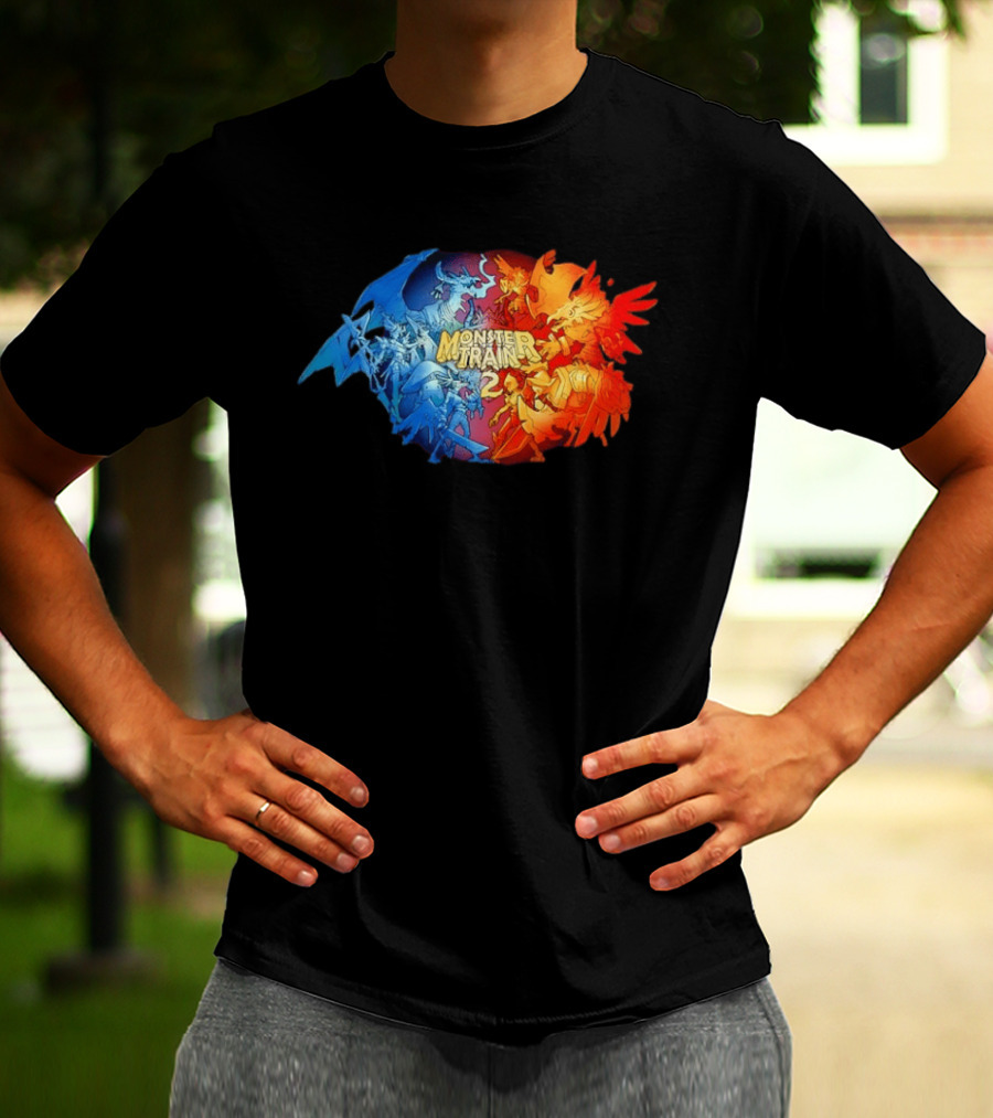 Monster Train 2 Blue Dragon Vs Red Phoenix Battle T-Shirt