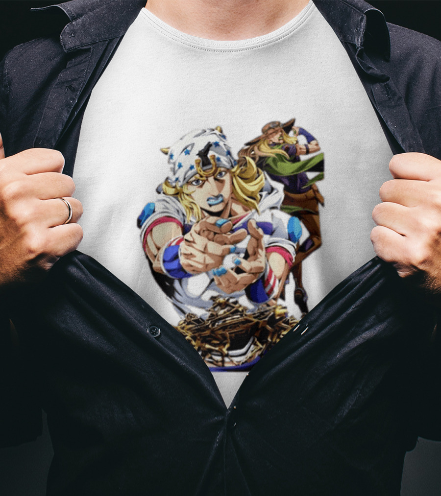 Steel Ball Run JoJo's Bizarre Adventure Gyro Zeppeli And Johnny Joestar Anime Characters T-Shirt