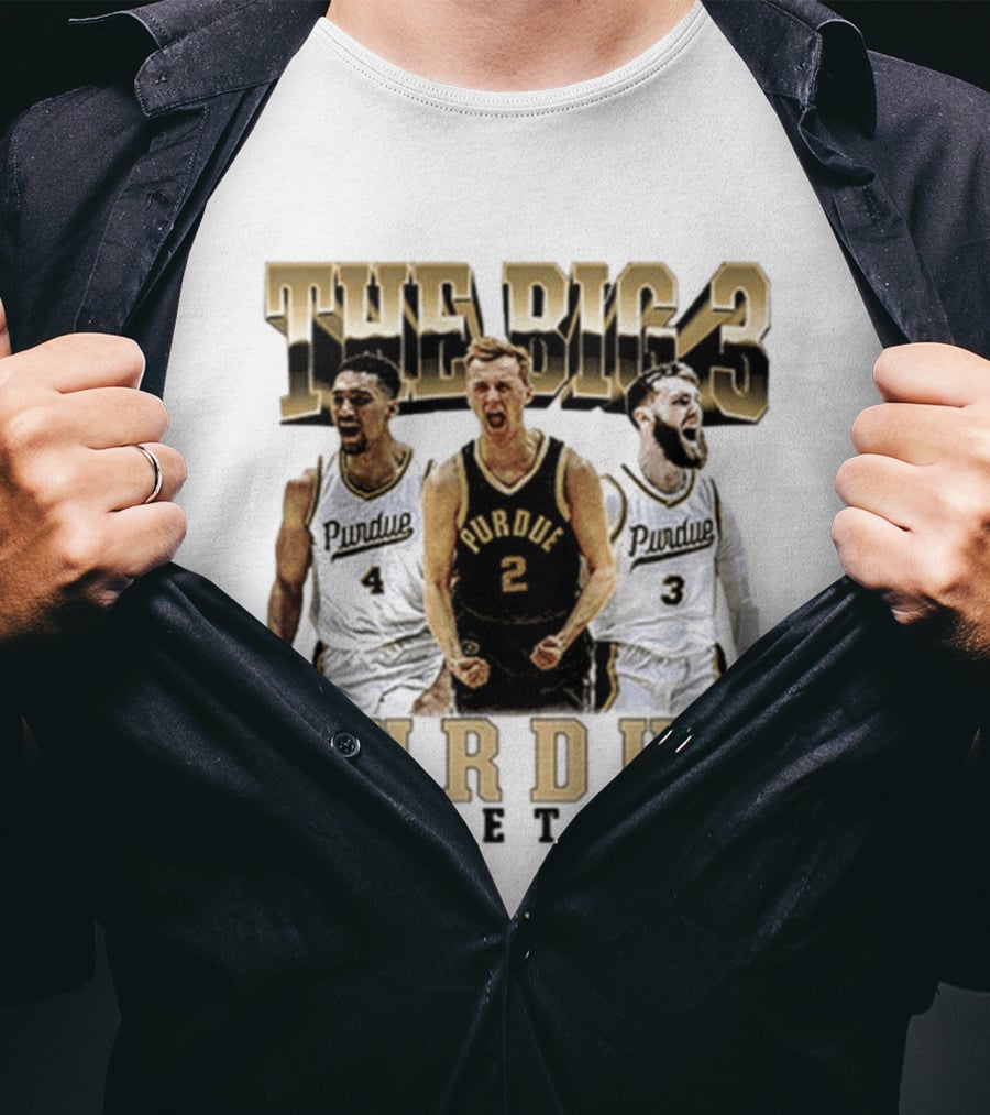 Purdue Basketball The Big 3 Player Collage T-Shirt