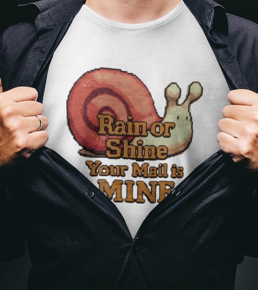 Rain Or Shine Your Mail Is Mine Snail Art Message T-Shirt