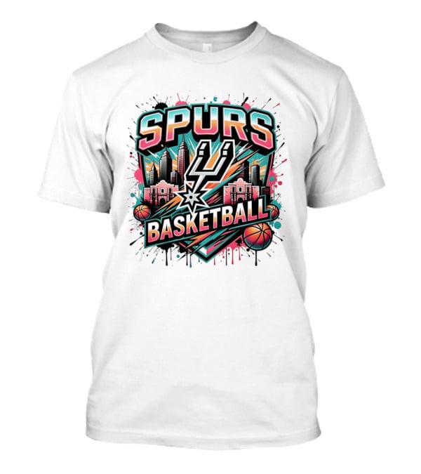 San Antonio Spurs Basketball City Skyline Silver Dynasty T-Shirt