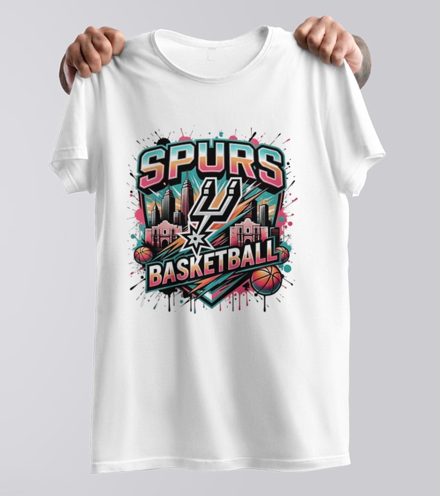 San Antonio Spurs Basketball City Skyline Silver Dynasty T-Shirt
