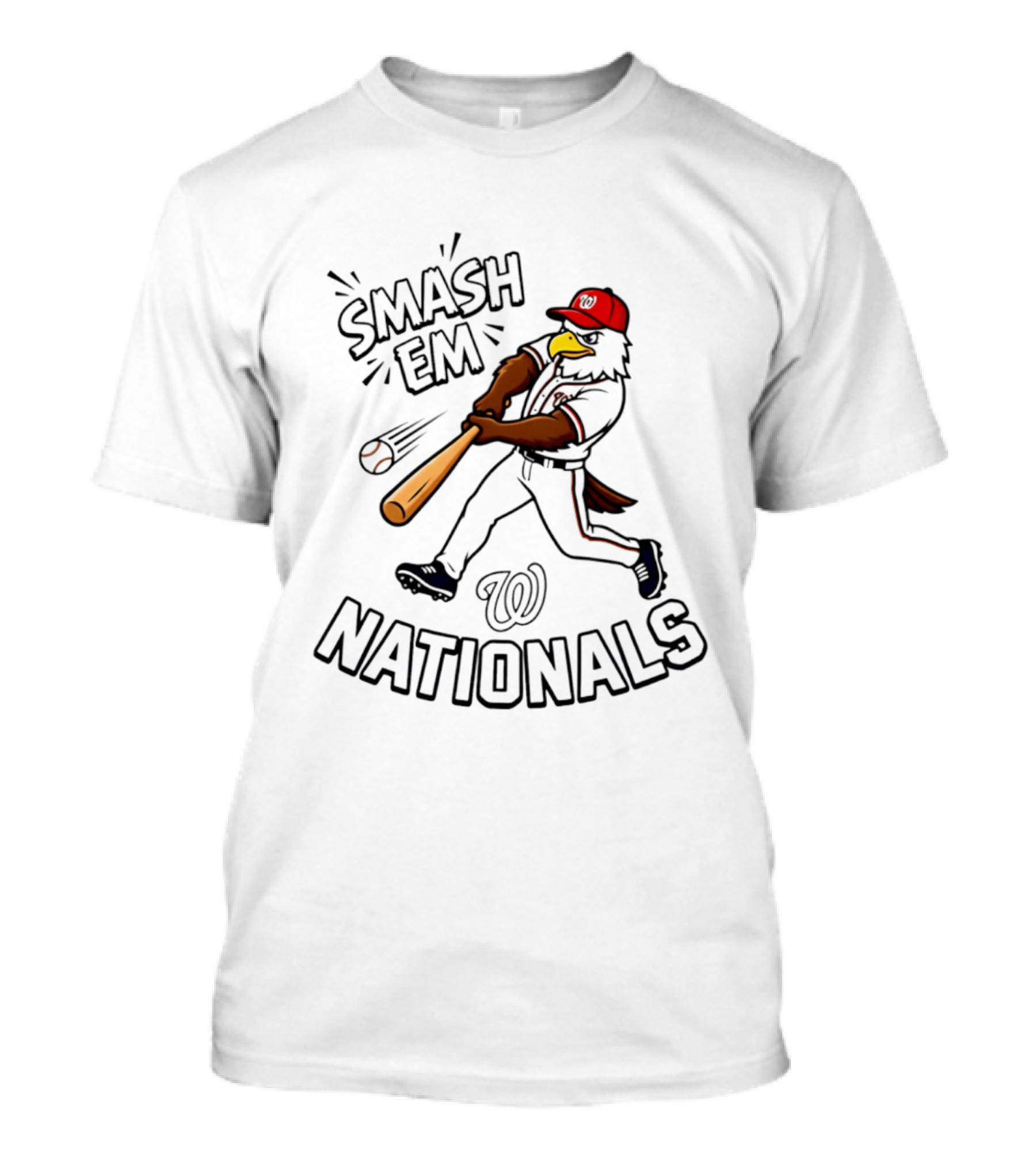 Washington Nationals Screech Smash Em Mascot Baseball Swing T-Shirt