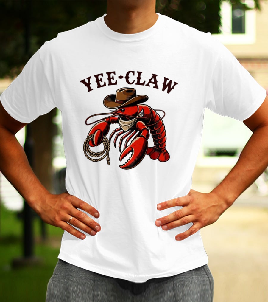 Yee Claw Lobster Cowboy Western Crawfish T-Shirt