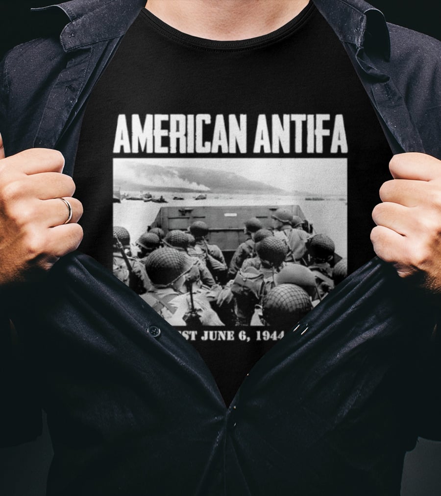 American Antifa Est June 6 1944 D Day Historical Reference T-Shirt