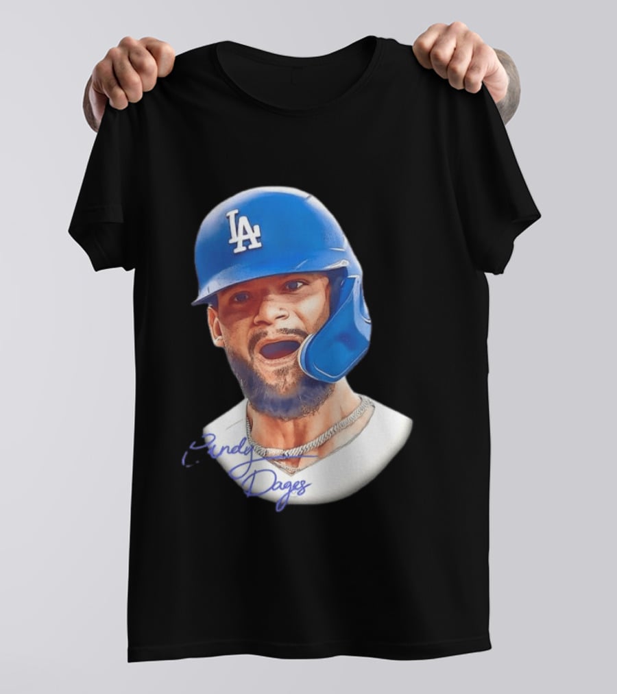 Andy Pages Los Angeles Dodgers MLB 2026 Big Face LA Helmet T-Shirt