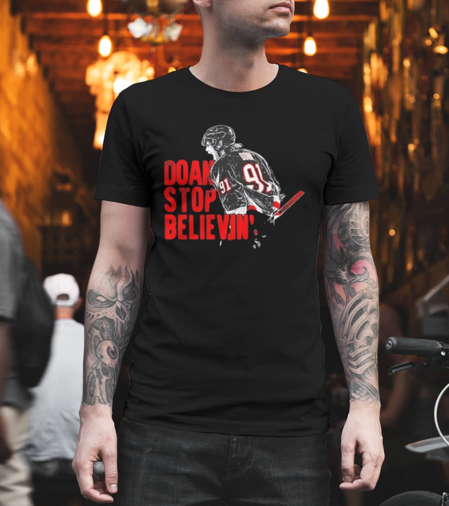 Josh Doan Stop Believin' Number 91 NHL Hockey T-Shirt