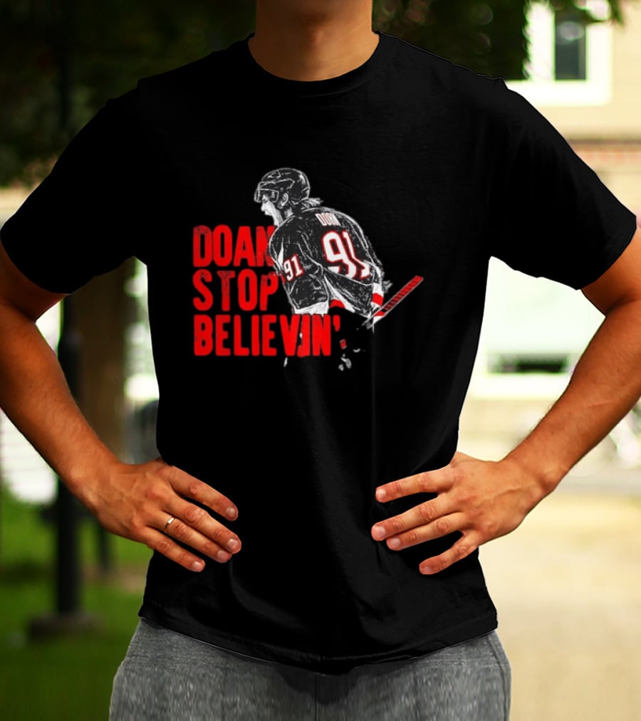 Josh Doan Stop Believin' Number 91 NHL Hockey T-Shirt