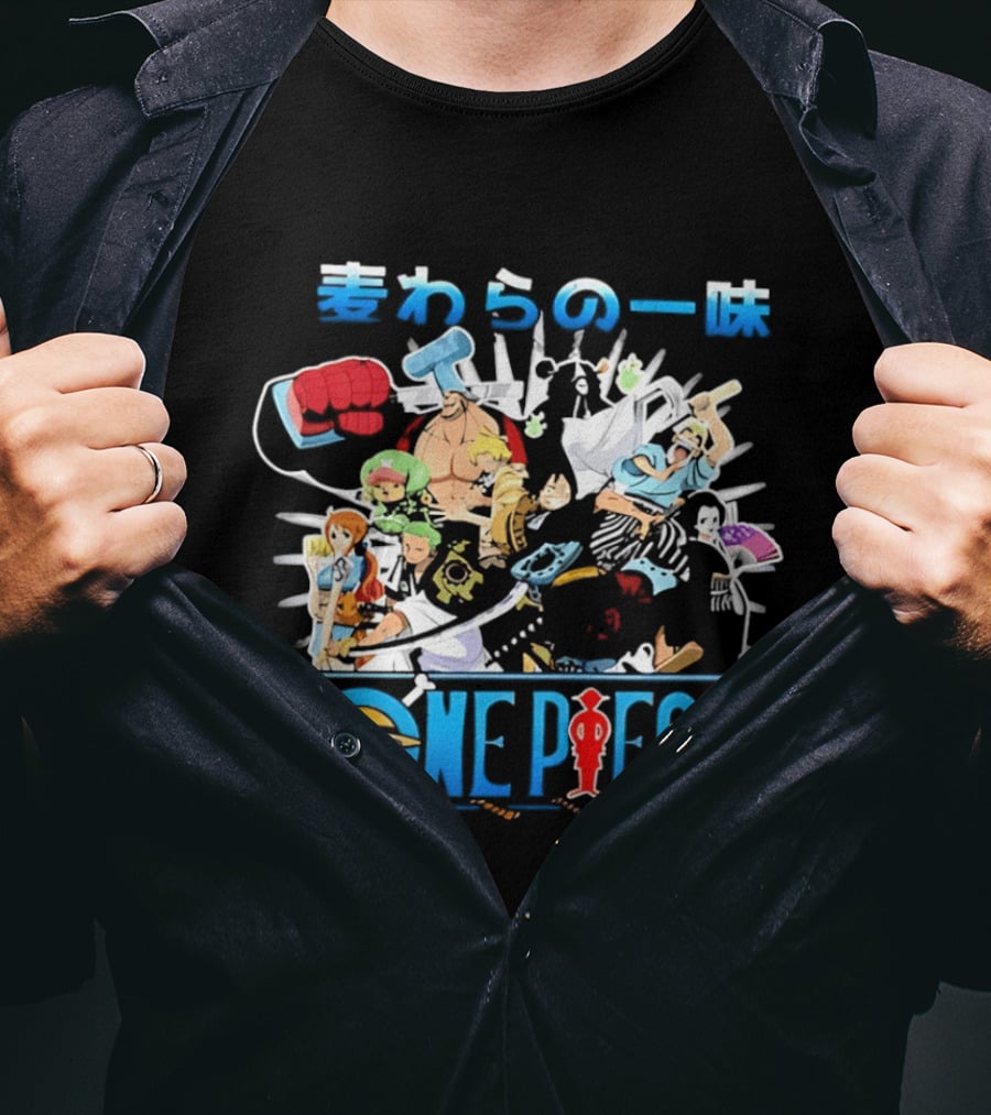 One Piece Straw Hat Pirates Anime Characters Collage T-Shirt