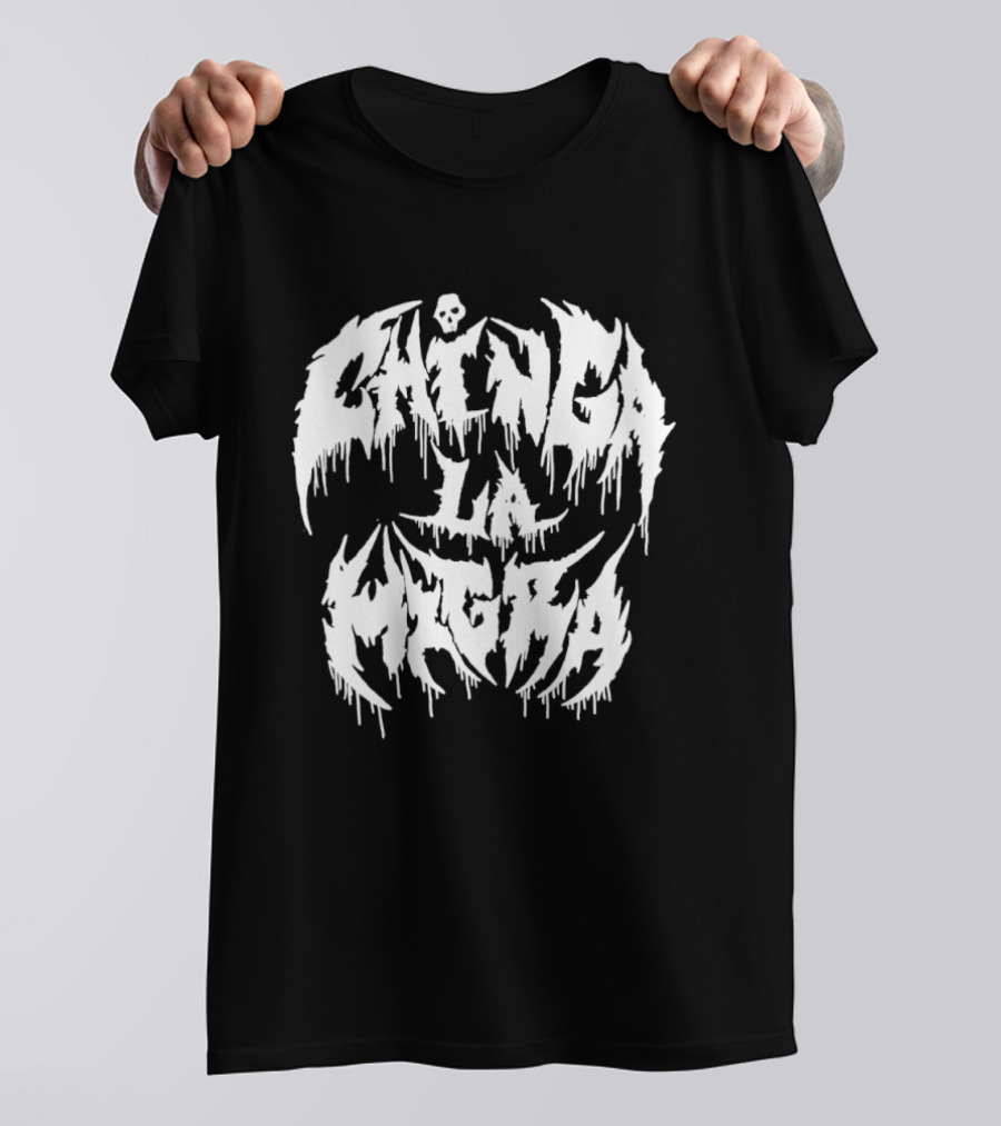 Chinga La Migra Dripping Skull Metal Font T-Shirt