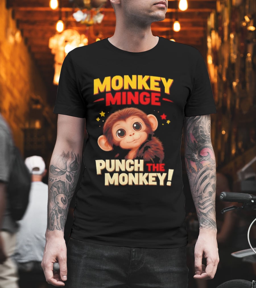 Monkey Minge Punch That Monkey Cute Cartoon Monkey T-Shirt