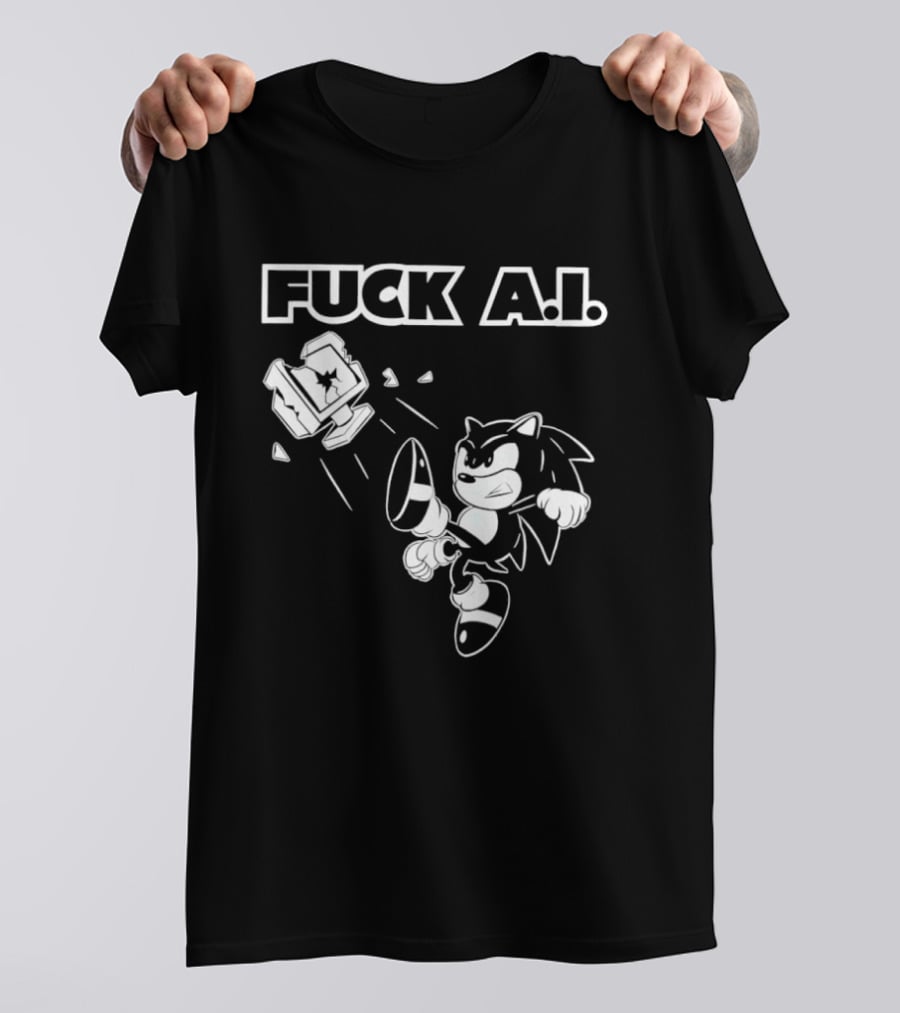 F*ck AI Hedgehog Kick Anti AI T-Shirt