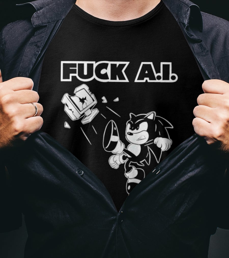 F*ck AI Hedgehog Kick Anti AI T-Shirt