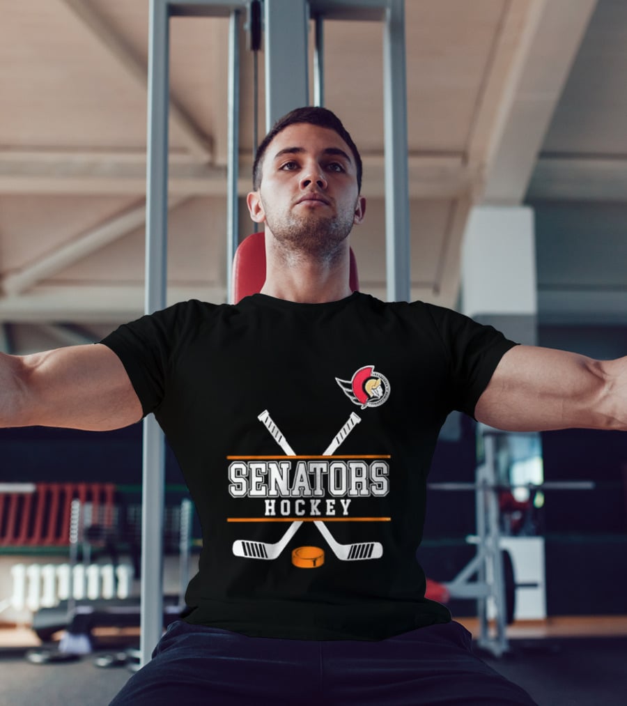 Ottawa Senators Hockey NHL Crossed Sticks T-Shirt