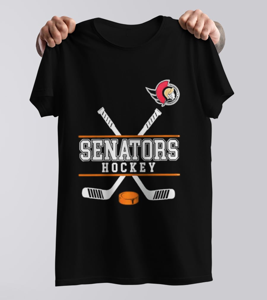 Ottawa Senators Hockey NHL Crossed Sticks T-Shirt