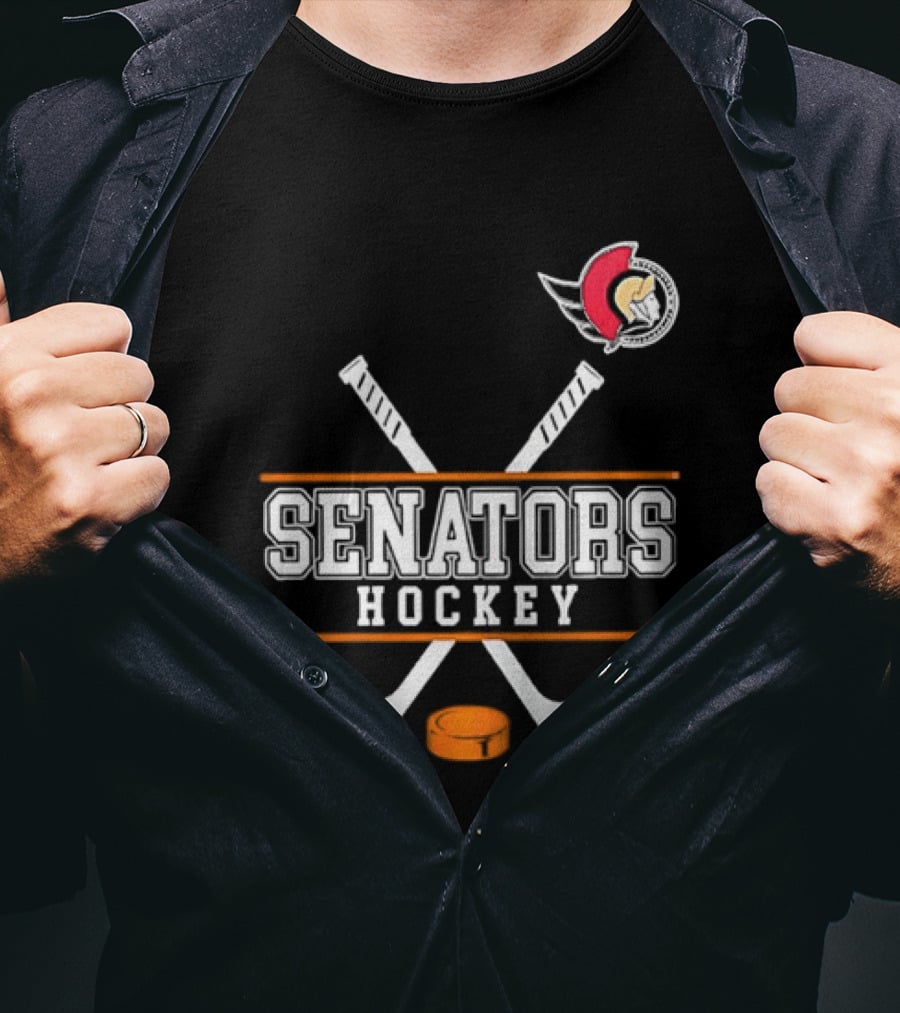 Ottawa Senators Hockey NHL Crossed Sticks T-Shirt