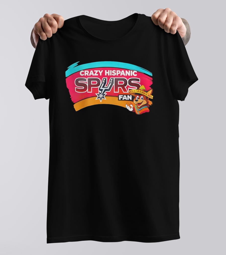 Crazy Hispanic San Antonio Spurs Fan Cartoon T-Shirt