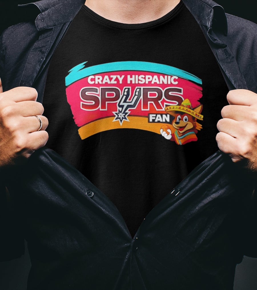 Crazy Hispanic San Antonio Spurs Fan Cartoon T-Shirt
