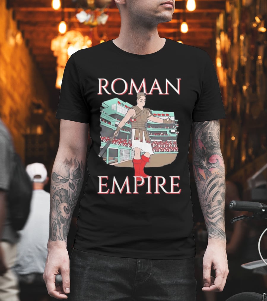 Roman Empire Baseball Field Cartoon Player In Ancient Gladiator Outfit T-Shirt