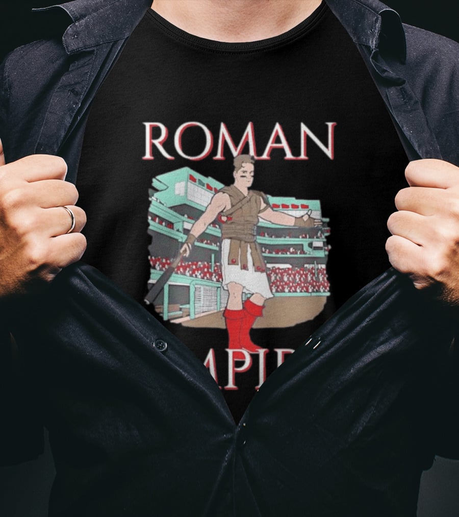 Roman Empire Baseball Field Cartoon Player In Ancient Gladiator Outfit T-Shirt