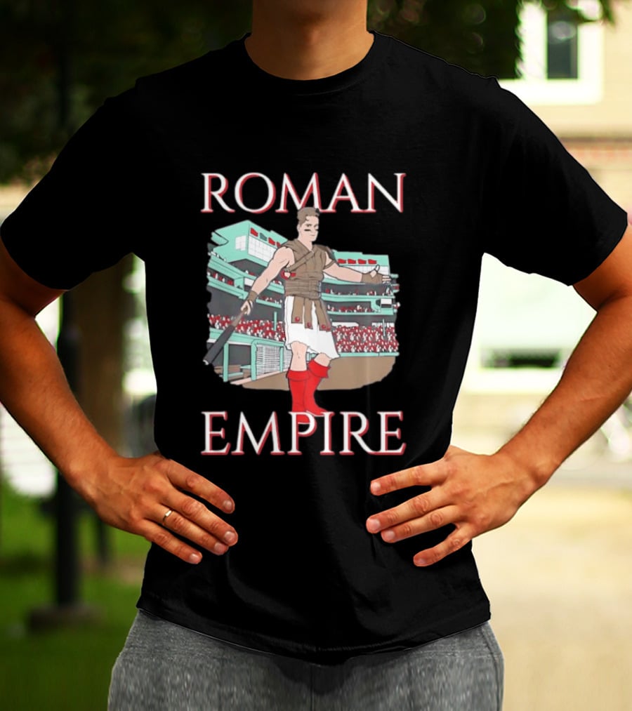 Roman Empire Baseball Field Cartoon Player In Ancient Gladiator Outfit T-Shirt
