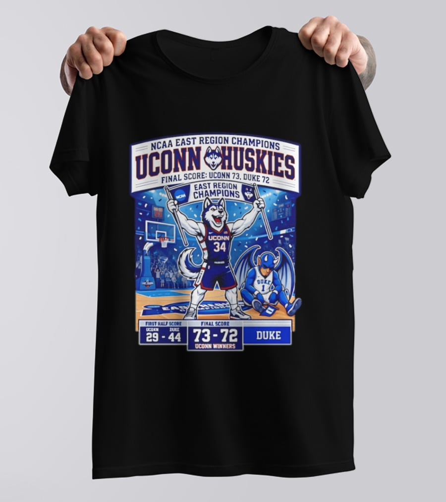 UConn Huskies NCAA East Region Champions Final Score 73 72 Over Duke T-Shirt