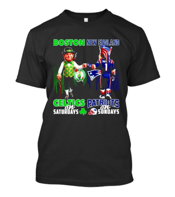Boston Celtics Saturdays And New England Patriots Sundays Skyline T-Shirt