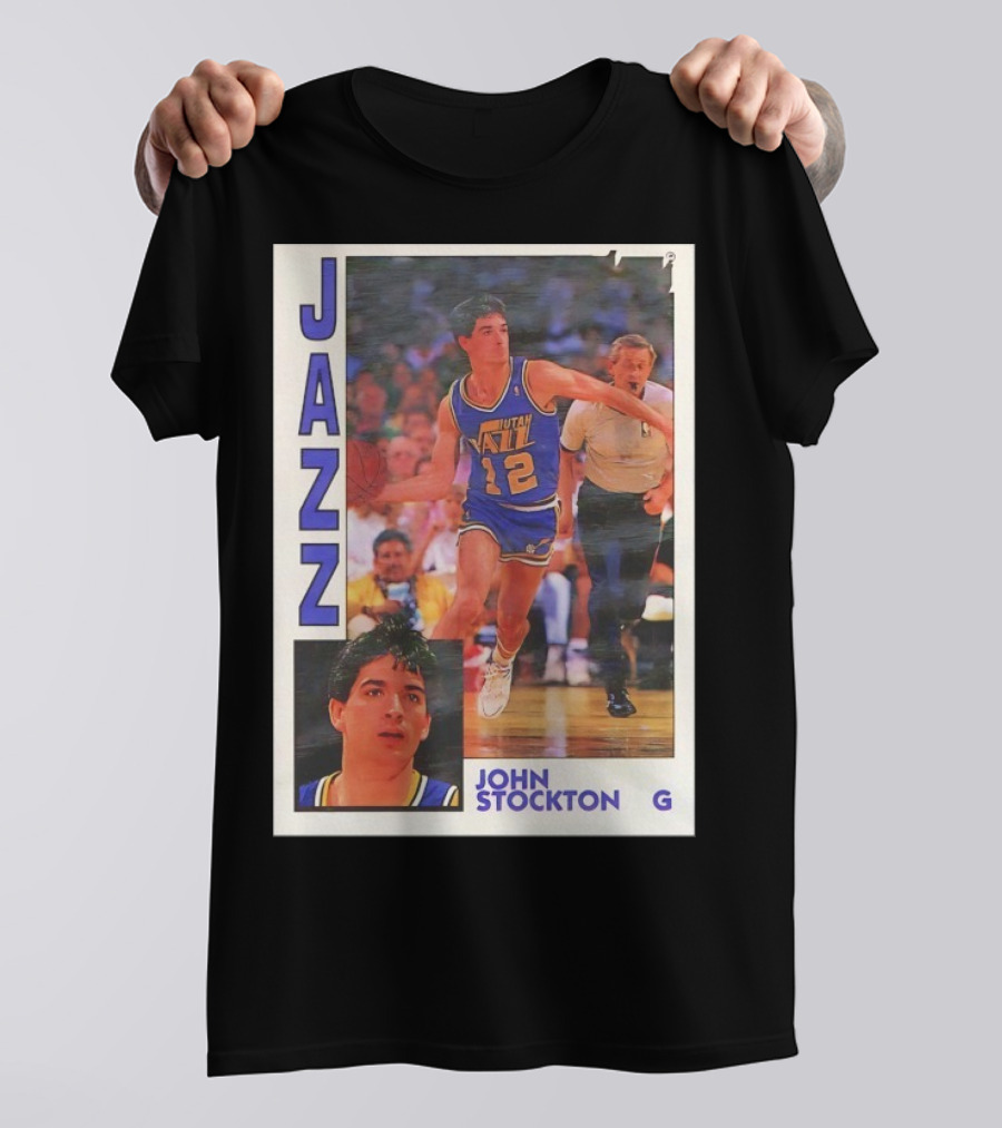 John Stockton Utah Jazz 1992 Basketball Card Vintage NBA Memorabilia T-Shirt