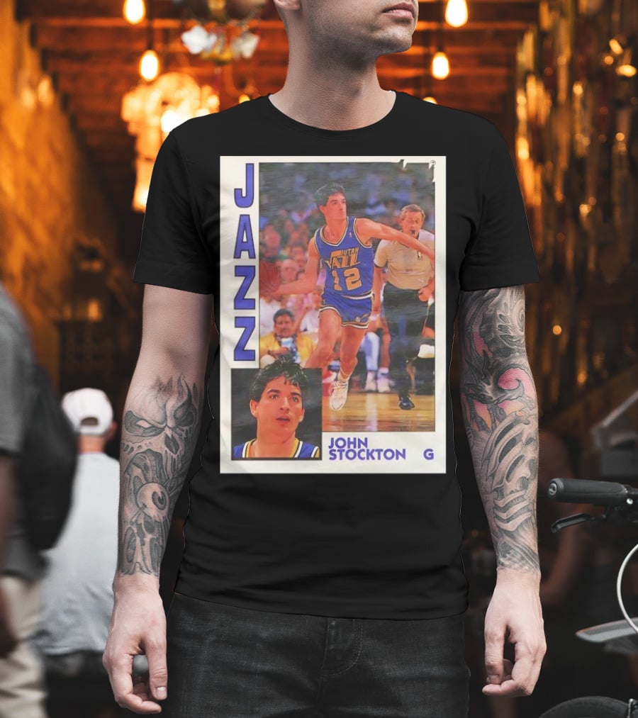 John Stockton Utah Jazz 1992 Basketball Card Vintage NBA Memorabilia T-Shirt