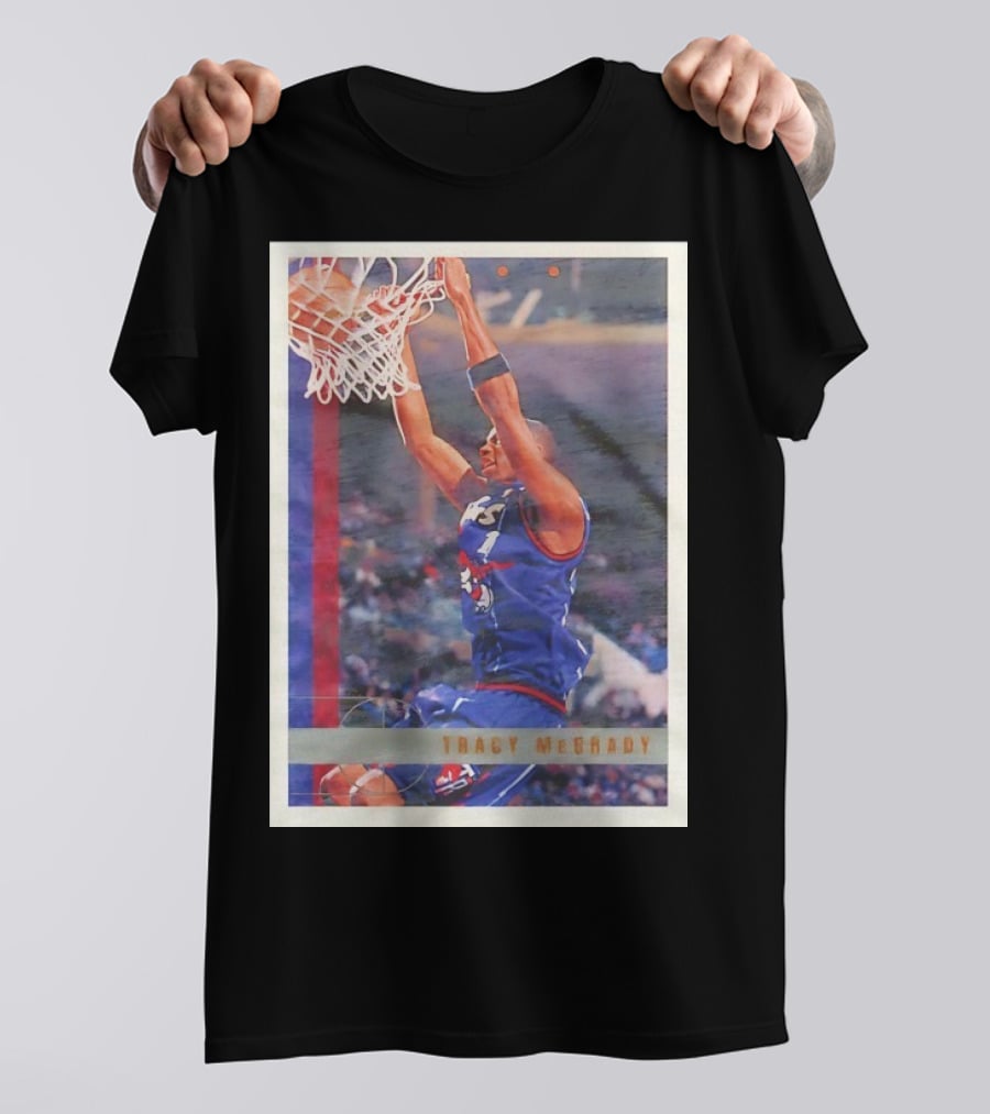 Tracy McGrady Toronto Raptors 1996 Basketball Card Dunk Slam T-Shirt