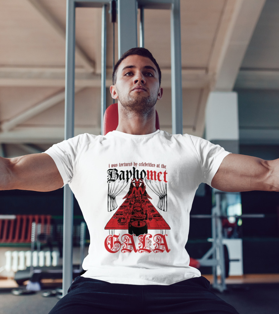 I Was Tortured By Celebrities At The Baphomet Gala Cryptic Red Table Setting T-Shirt