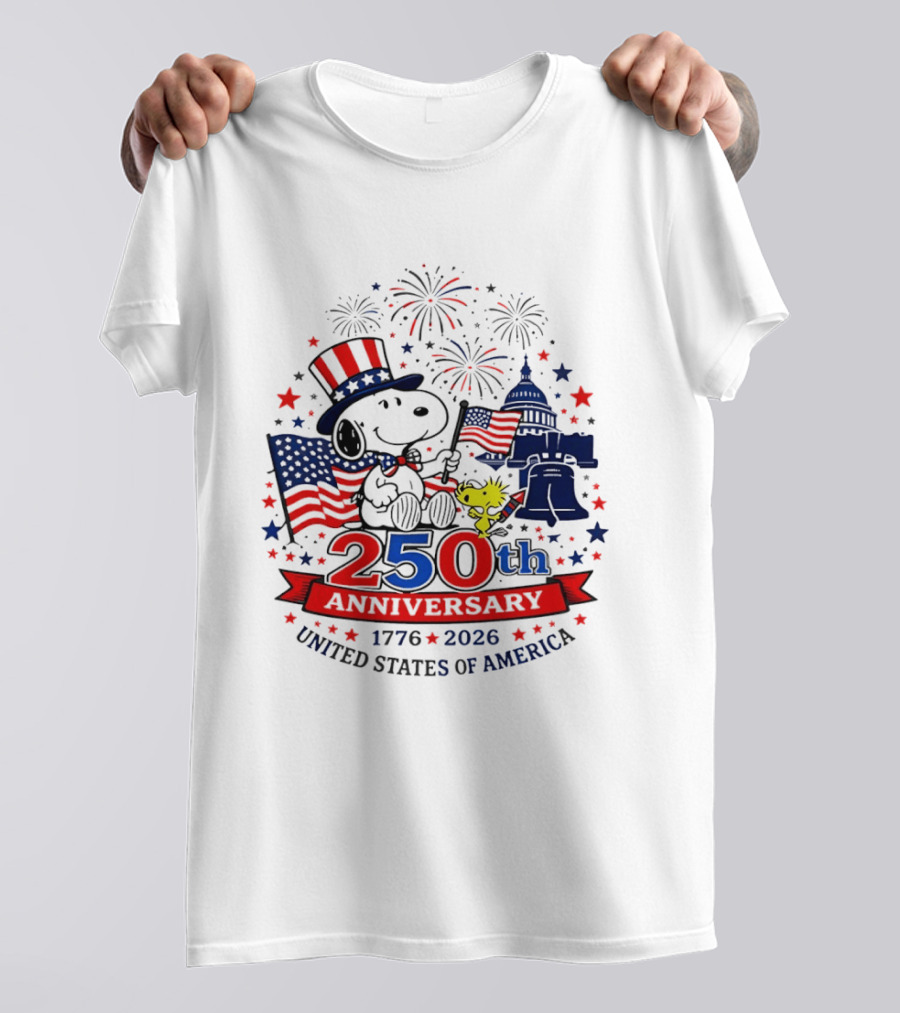 Snoopy 250th Anniversary 1776 2026 Patriotic Celebration United States Of America T-Shirt