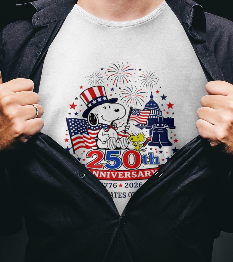 Snoopy 250th Anniversary 1776 2026 Patriotic Celebration United States Of America T-Shirt