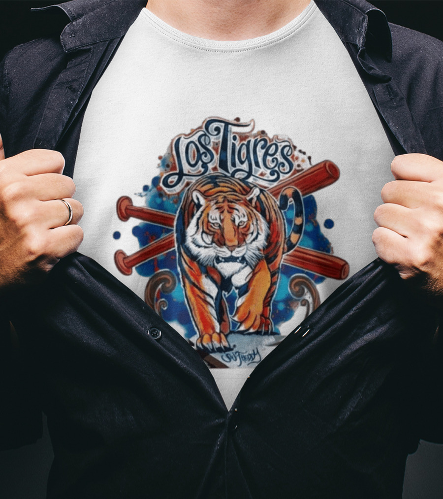 Los Tigres Detroit Baseball Tiger Art 2026 T-Shirt