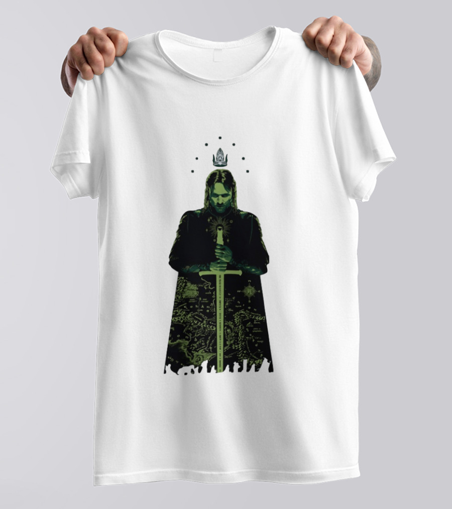 The Lord Of The Rings Aragorn Sword Map Middle Earth King T-Shirt
