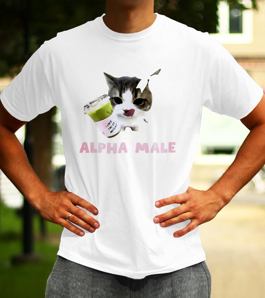 Cat I Love You So Matcha Alpha Male T-Shirt